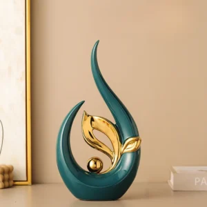 Estátua Cerâmica Luxuosa Nórdica para Decoração de Sala e Escritório - Modelo A Verde