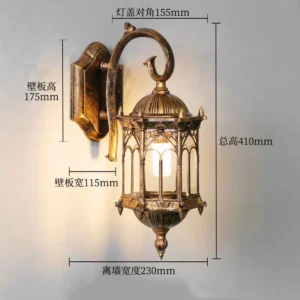 Lâmpada de Parede Estilo Europeu Impermeável para Exterior e Corredor