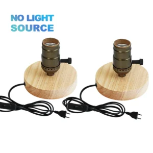 Candeeiro de Mesa Retro em Madeira - 2 Peças E27 para Decoração - 2 Peças Modelo B