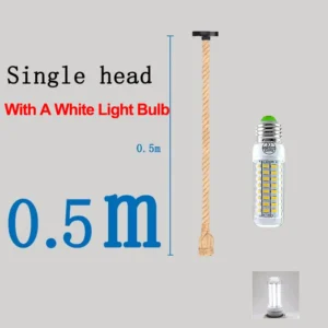 Lustre Pendente Vintage de Corda de Cânhamo E27 para Iluminação Interna - Modelo F