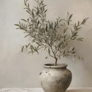 Quadro Decorativo Abstrato de Oliveira e Limão para Sala e Quarto