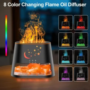 Difusor Ultrassônico de Óleo Essencial com Efeito de Chama e 8 Cores