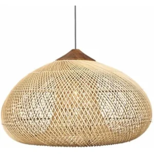 Luminária Pendente de Vime Bege 60/80cm para Sala e Quarto - Dia 60cm