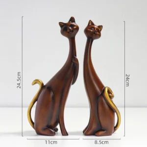 Estátua Decorativa de Gato em Resina para Decoração de Ambientes - BRANCO