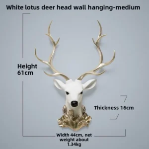 Cabide de Parede em Resina com Cabeça de Veado para Decoração Moderna - Médio-200006154