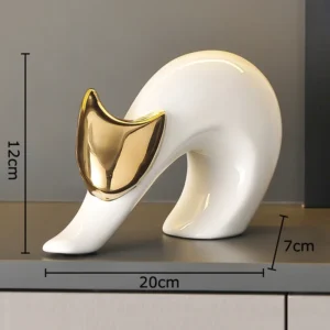 Estátua de Gato em Cerâmica para Decoração Moderna de Mesa - Dourado-G