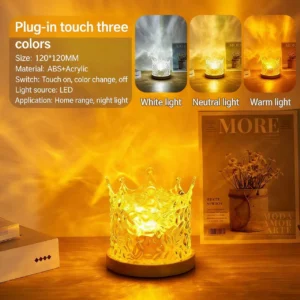 Luminária Noturna com Efeito de Ondas de Água - Abajur Decorativo - 3 Cores-B