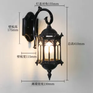 Lâmpada de Parede Estilo Europeu Impermeável para Exterior e Corredor