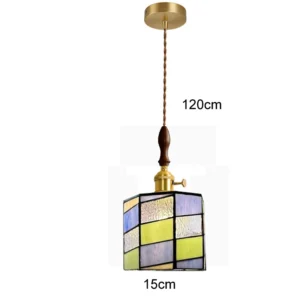 Luminária Pendente Tiffany Colorida Retrô para Sala e Restaurante - D