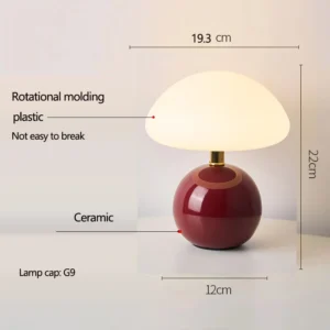 Candeeiro de Mesa Cogumelo de Cerâmica Estilo Nórdico