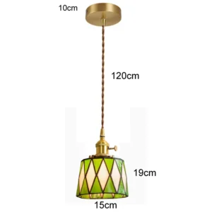 Luminária Pendente Tiffany Colorida Retrô para Sala e Restaurante - A