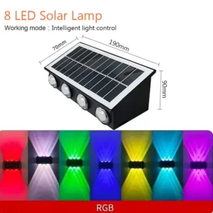 Lâmpada Solar de Parede para Jardim - Iluminação Externa à Prova d'Água