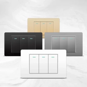 Interruptor de Parede 3 Gangues 2 Way Cinza Preto Branco Ouro