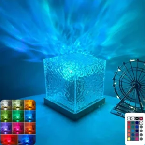 Projetor de Luz Noturna Cristal com Efeito de Ondulação de Água - Cubo RGB