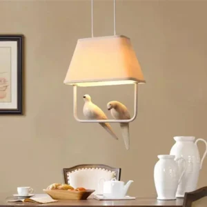 Lustre Nórdico de Três Cabeças com Pássaros - Decoração Moderna