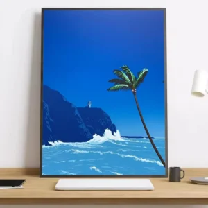 Pôster Vaporwave Japão Praia - Decoração Estética para Ambientes
