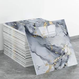 Adesivos 3D Efeito Mármore para Banheiro e Cozinha - 10 Peças - Cinza Dourado - 10 Peças, Outros