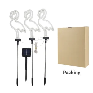Luminária Solar Flamingo para Jardim e Pátio - Decoração Externa - Modelo C-3