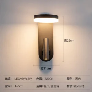 Luminária de Parede Moderna com Interruptor para Quarto e Cozinha