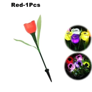 Lâmpada Solar Tulipa para Jardim - Decoração Externa LED - Vermelho-1PC