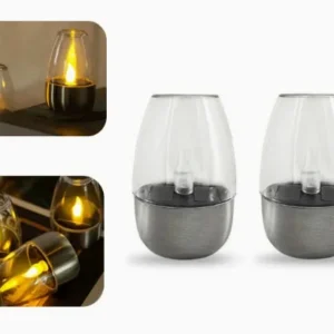 Velas LED Solares para Jardim e Varanda - Decoração à Prova d'Água - 2 UNIDADES