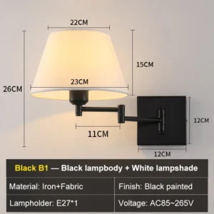 Arandela Moderna com Braço Oscilante para Iluminação Residencial