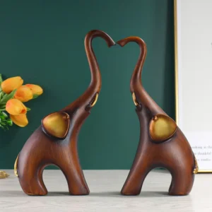 Escultura de Animal em Resina com Imitação de Madeira para Decoração - Cor 1