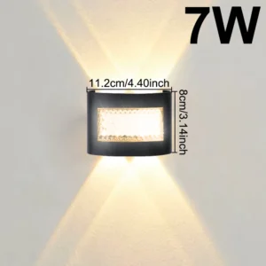 Luz de Parede LED à Prova D'Água para Jardim e Ambientes Internos - 3000K-7W