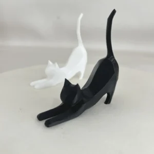 Escultura de Gato Alongado em Resina para Decoração de Ambientes
