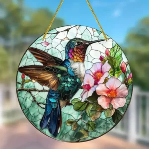 Pingente Acrílico Beija-Flor para Decoração de Janelas e Jardins