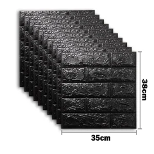 10 Peças de Adesivos de Parede 3D em Espuma Tijolo à Prova d'Água - PRETO, 10 Peças