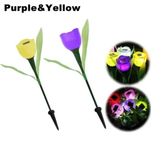 Lâmpada Solar Tulipa para Jardim - Decoração Externa LED - 2EM1-2PCS-07