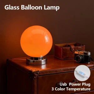 Luminária de Mesa de Vidro Murano USB com 3 Temperaturas de Cor