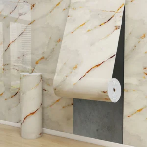 Papel de Parede Autoadesivo de Espuma de Mármore para Decoração