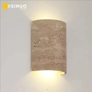 Lâmpada de Parede Amarela em Pedra Natural LED para Iluminação Interna
