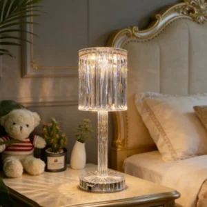 Luminária de Mesa de Cristal Premium com Efeito de Luz Refratada