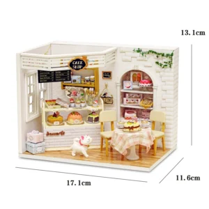 Mini Casa de Boneca Gatinho 3D - Quebra-Cabeça Criativo em Madeira - 3014 com tampa