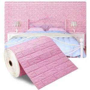 Papel de Parede Autoadesivo 3D Tijolo à Prova d'Água para Decoração - ROSA, 70CMX3M