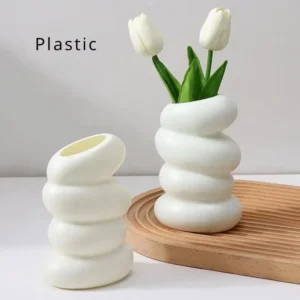 Vaso Decorativo Branco Espiral em Plástico para Flores - Decoração Moderna
