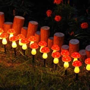 Luzes de Estaca Solar em Formato de Cogumelo com 8/12/20 LEDs - 5.5M8LED