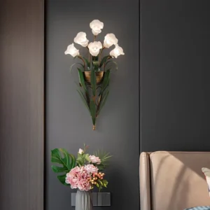 Lâmpada de Parede Floral em Vidro para Decoração de Ambientes