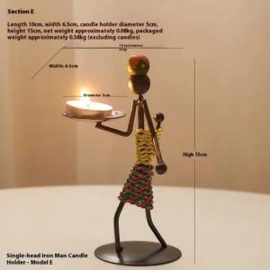 Castiçal de Metal Luxuoso para Decoração de Mesa - Estilo Romântico - Castiçal Único B