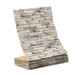 Papel de Parede Autoadesivo 3D Tijolo para Decoração de Ambientes - Tijolo Azul Cinza