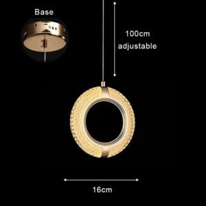 Lustre Pendente Moderno em Ouro com LED para Sala e Quarto