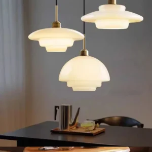 Luminária Pendente Decorativa de Vidro Creme LED E27 para Cozinha e Jantar