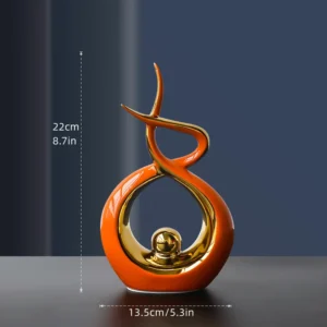 Escultura de Cerâmica Abstrata para Decoração Moderna da Sua Casa - orange 8.7 in