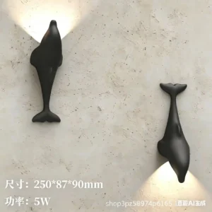 Luminária de Parede Linear Golfinho LED Preta para Decoração