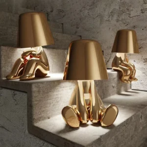 Abajur Decorativo Moderno "Novo Pensador" Dourado com Toque Sensível
