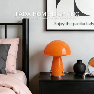 Luminária de Mesa em Vidro Cogumelo com Efeito Sombra - Estilo Nórdico