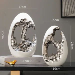 Estátua Decorativa em Cerâmica de Peixe para Escritório e Casa - Modelo 5 - 2 Peças